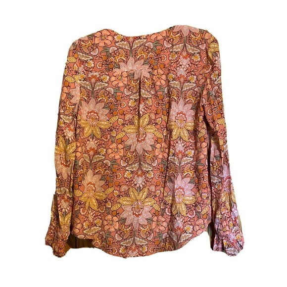 Ann Taylor LOFT Womens Size Small Multicolor Floral Paisley Viscose V-Neck Top - Picture 3 of 5